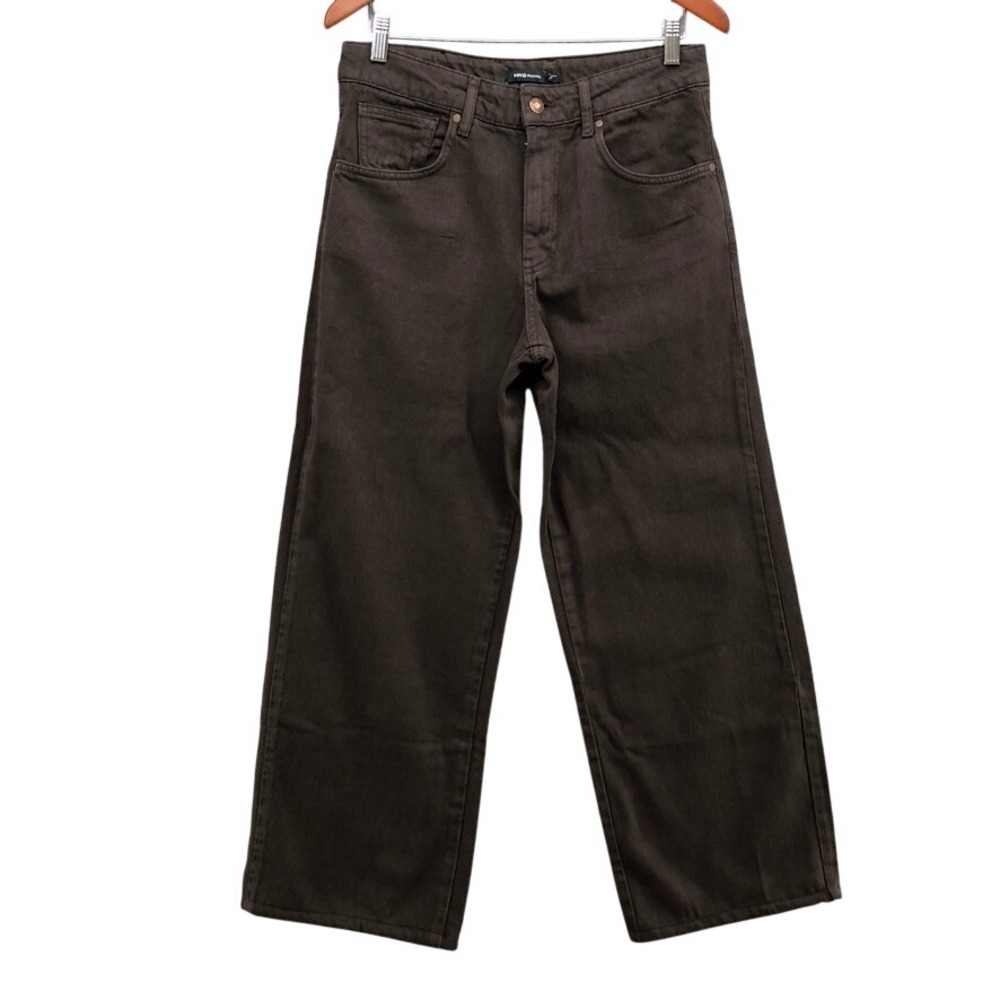 MNG Selection Wide Leg Pants Womens Size 4 Brown High Rise Cotton Lyocell Denim